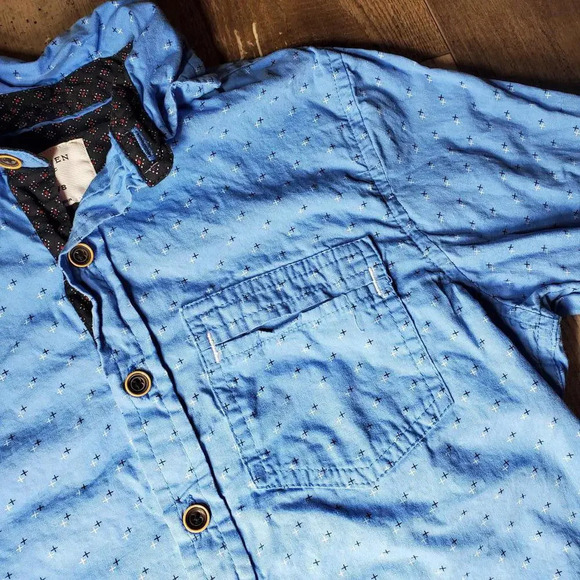 LEVEL TEN AUTHENTIC Blue Cotton Button Down Dress Shirt Boys Size Small (8) EUC - Picture 8 of 15